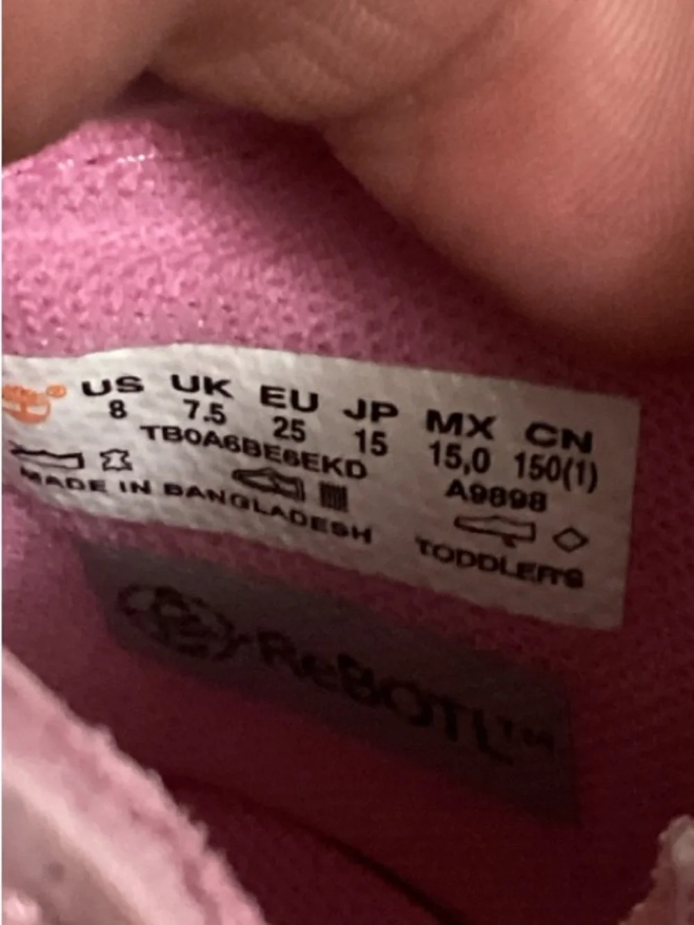 Timberland Kids Pink Lace-Up Boots size 8 #S1